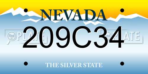 209C34 Nevada License Plate
