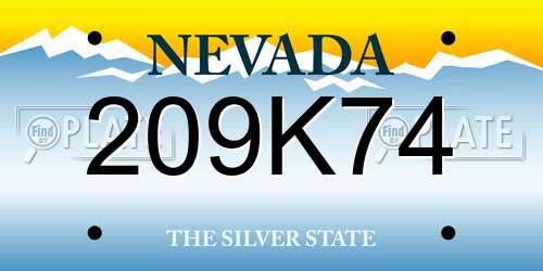 209K74 Nevada License Plate