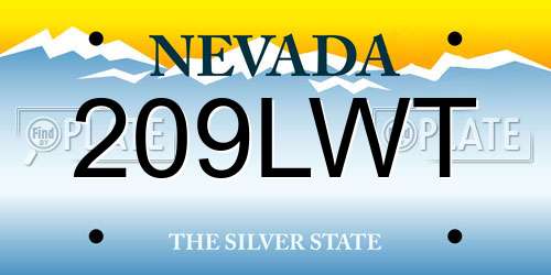 209LWT Nevada License Plate