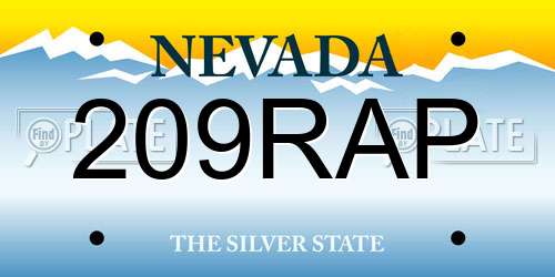 209RAP Nevada License Plate