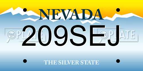209SEJ Nevada License Plate