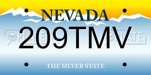 209TMV Nevada License Plate