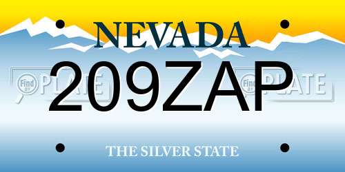 209ZAP Nevada License Plate