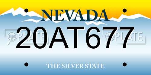 20AT677 Nevada License Plate