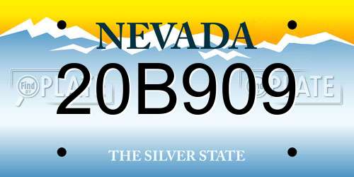 20B909 Nevada License Plate