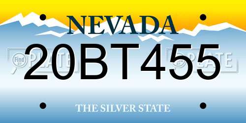 20BT455 Nevada License Plate
