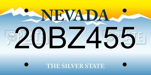 20BZ455 Nevada License Plate