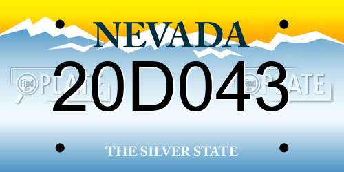 20D043 Nevada License Plate