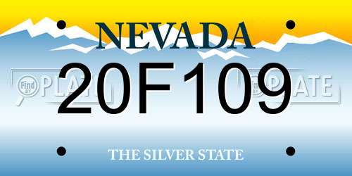 20F109 Nevada License Plate
