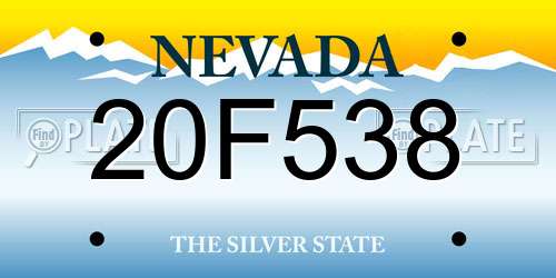 20F538 Nevada License Plate