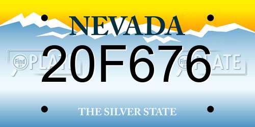 20F676 Nevada License Plate