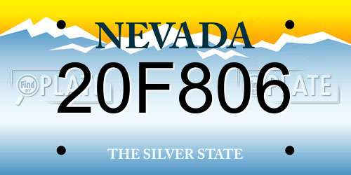 20F806 Nevada License Plate