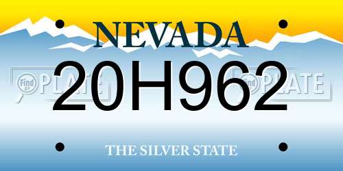 20H962 Nevada License Plate