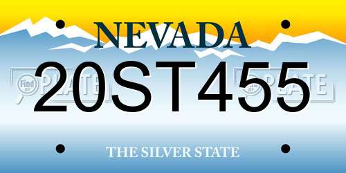 20ST455 Nevada License Plate