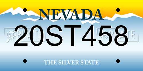 20ST458 Nevada License Plate