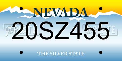 20SZ455 Nevada License Plate