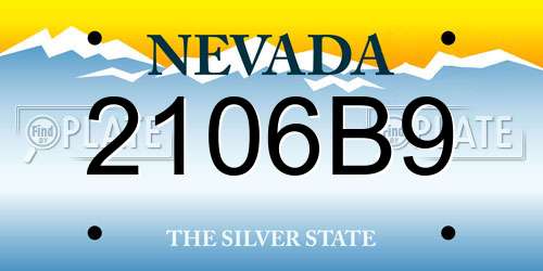 2106B9 Nevada License Plate