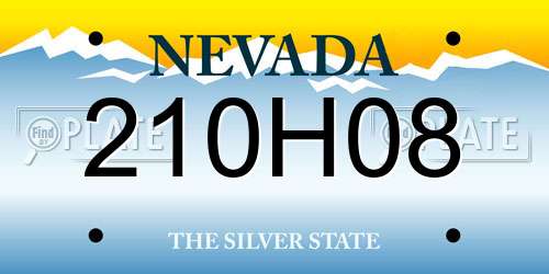 210H08 Nevada License Plate