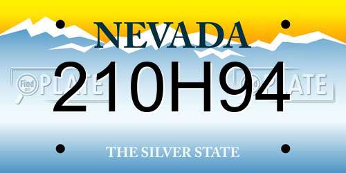 210H94 Nevada License Plate