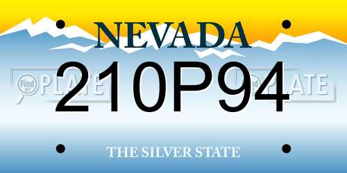 210P94 Nevada License Plate