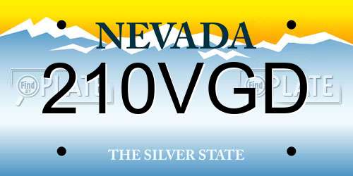 210VGD Nevada License Plate