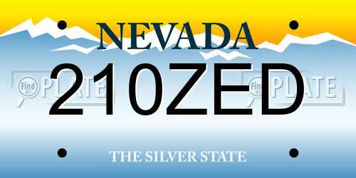 210ZED Nevada License Plate