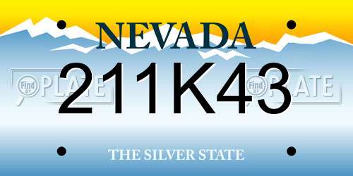 211K43 Nevada License Plate