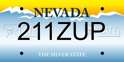 211ZUP Nevada License Plate