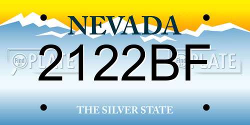 2122BF Nevada License Plate