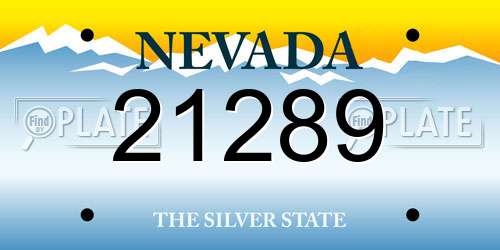 21289 Nevada License Plate