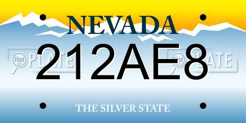 212AE8 Nevada License Plate