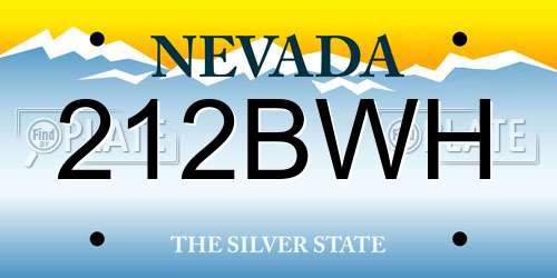 212BWH Nevada License Plate