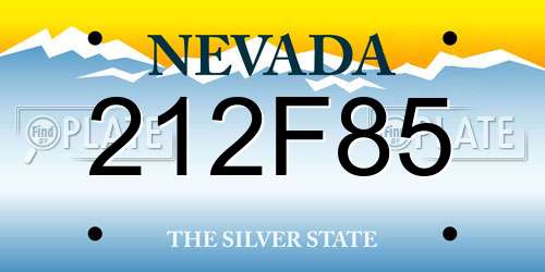 212F85 Nevada License Plate