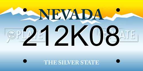 212K08 Nevada License Plate