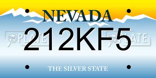 212KF5 Nevada License Plate