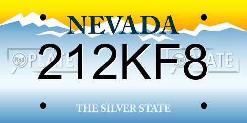 212KF8 Nevada License Plate