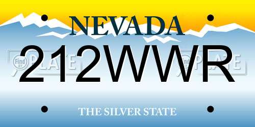 212WWR Nevada License Plate