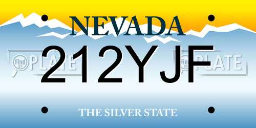 212YJF Nevada License Plate