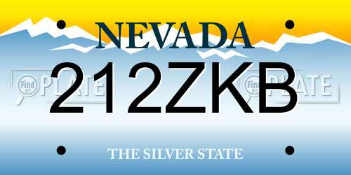 212ZKB Nevada License Plate