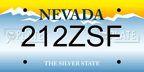 212ZSF Nevada License Plate