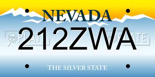 212ZWA Nevada License Plate