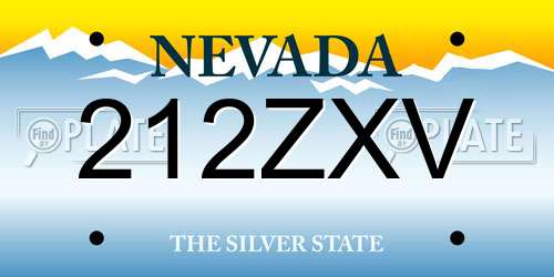 212ZXV Nevada License Plate