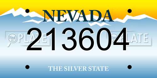 213604 Nevada License Plate