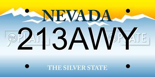 213AWY Nevada License Plate