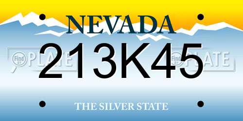 213K45 Nevada License Plate
