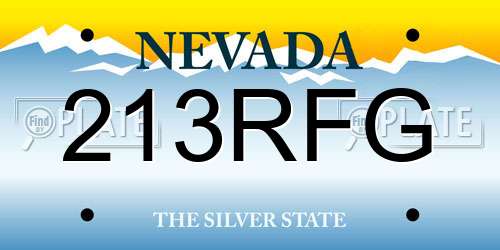 213RFG Nevada License Plate
