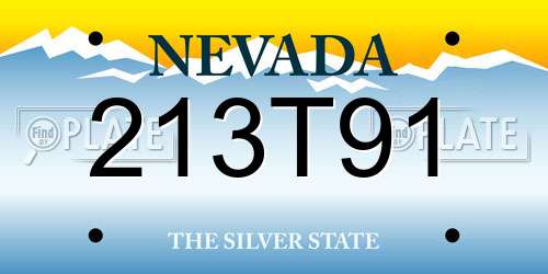 213T91 Nevada License Plate