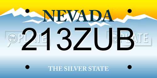 213ZUB Nevada License Plate