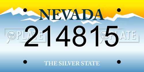 214815 Nevada License Plate