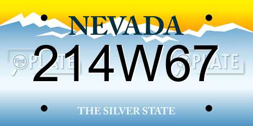 214W67 Nevada License Plate